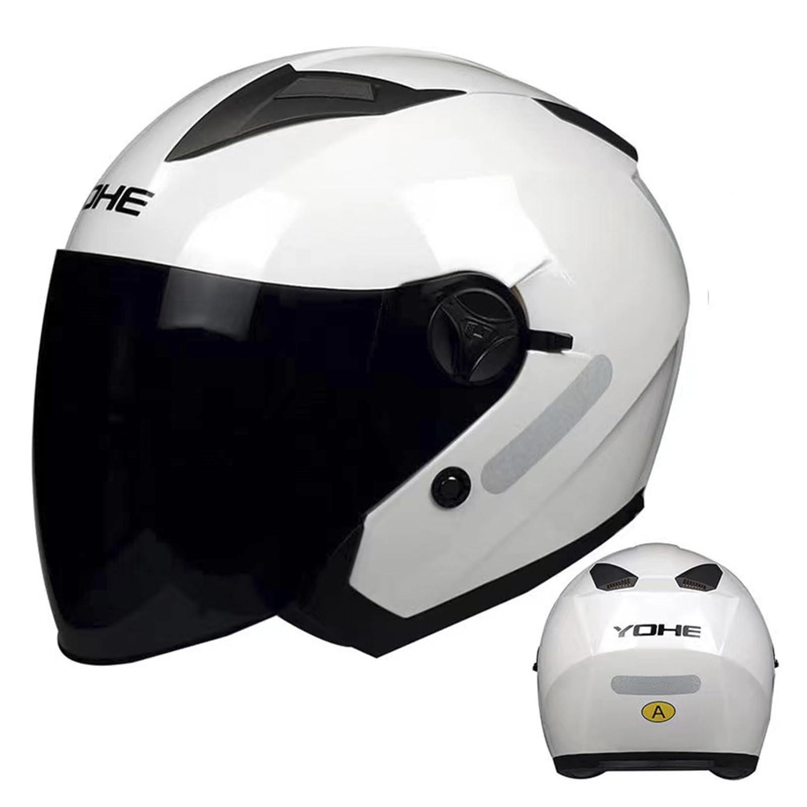 ZXJDP 3/4 Offener Motorradhelm, DOT/ECE-geprüfter Retro-Vespa-Helm mit Doppelvisier für Männer und Frauen, cooler Motorrad-Casco für Moped-Straßenmotorräder,Weiß,XXL von ZXJDP