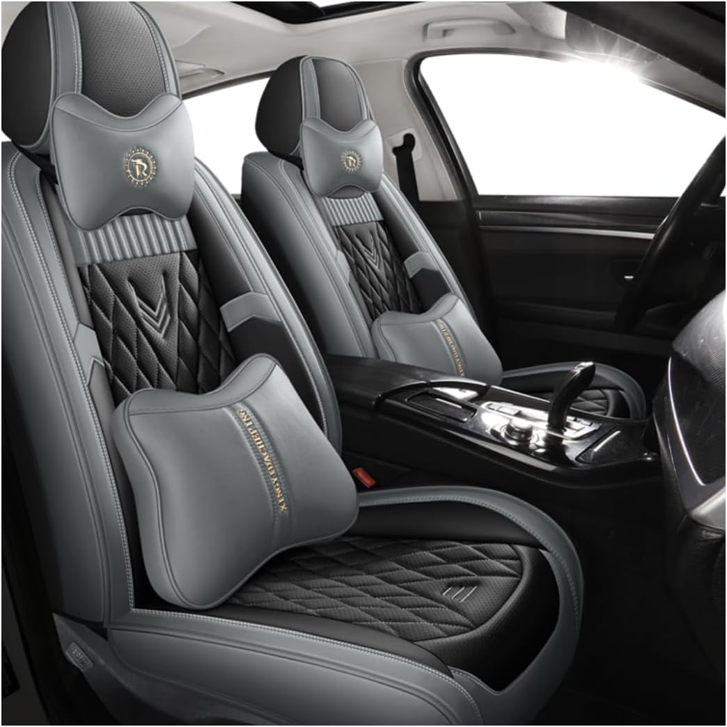 ZXKYLFFF Autositzbezüge für BMW X1 F48 X1 2. Generation 2015–2022, Vorder- und Rücksitze schützen den Innenraum, grauer Luxus von ZXKYLFFF