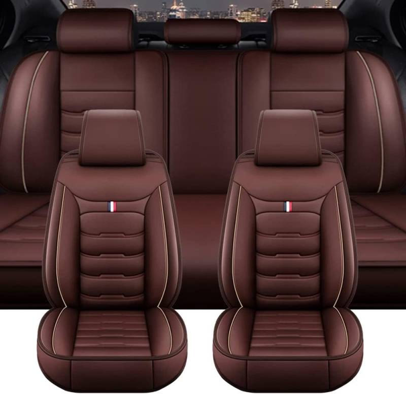 ZXKYLFFF Autositzbezüge passend für SsangYong Tivoli/Tivoli XLV/Tivoli Ultimate/Tivoli LE/Tivoli Grand Turismo, wasserdichtes Leder-Sitzkissen mit 5 Sitzen, schützt den Sitzbezug, Kaffeebraun von ZXKYLFFF