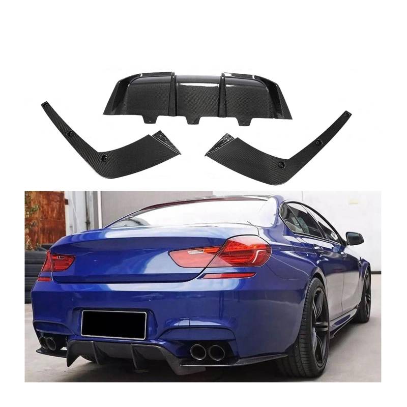 Auto-Stoßstangenlippen-Diffusor-Spoiler-Splitter Für B&MW M6 F06 F12 F13 640i 650i 2013-2018 Carbon Faser Auto Frontspoiler Lip Umsteller Hinten Stoßstange Diffusor Deflektor (Color : Rear Diffuser) von ZXSDJKSD