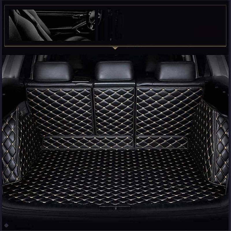 Auto Leder Kofferraummatte für Range Rover Sport 2014-2017 (Seven Seats) Vollabdeckung Kofferraumwannen rutschfest Kofferraum Schutzmatte Zubehör,C/Black-beige von ZXWZZQ88