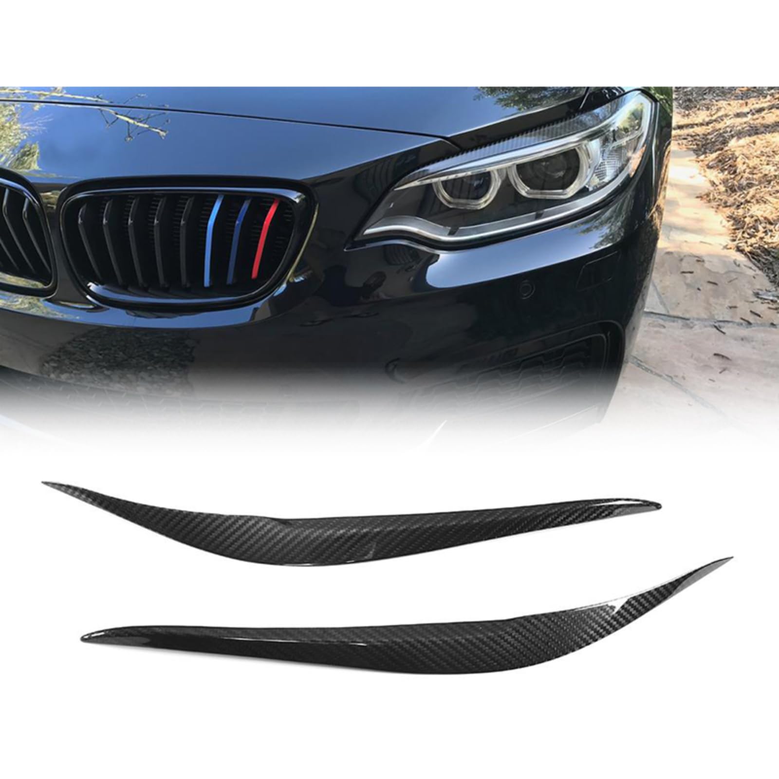 Scheinwerfer Augenbrauen Augenlider Scheinwerfer Wimpern Kohlefaser Für BMW F87 M2 F22 F23 220i 228i M235i M Sport Coupe 2 Door 2014-2018 von ZYALUI