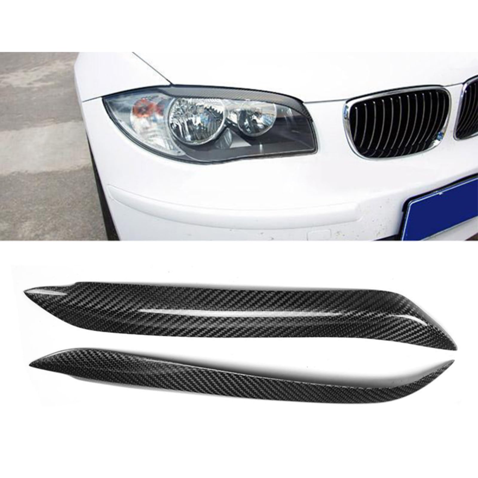 Vordere Scheinwerfer, Augenlid-Wimpern, Kohlefaser-Scheinwerfer, Augenbrauen Für BMW 1 Series E82 E87 120i 125i 128i 130i 135i 2005-2011 von ZYALUI