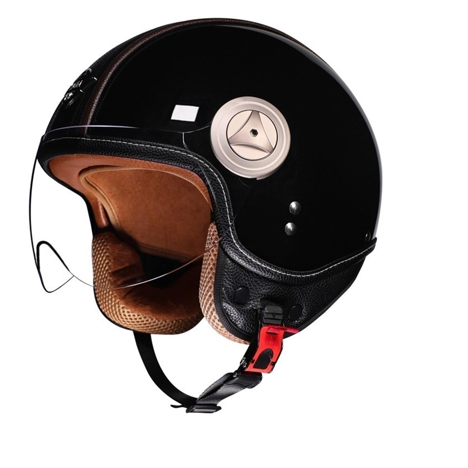 F Motorrad-Elektrofahrzeug-Reithelm ORZ Retro-Helm Universell DREI Viertel for Alle Jahreszeiten Y(Black,L) von ZYAURA