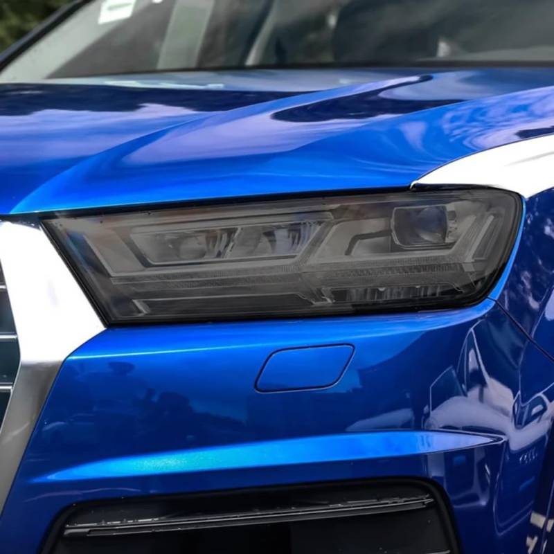 2 Stück Autoscheinwerfer-Schutzfolie, geräucherter schwarzer Tönungsfolien-Vinyl-transparenter TPU-Aufkleber, für Audi Q7 SQ7 4M 2016-2019 von ZYDMUU