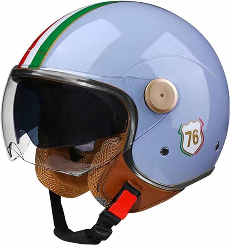 3/4 Motorradhelm, Retro-Helm Mit Offenem Gesicht Helm Für Erwachsene Motorrad Moped Cruiser Helme Herren Damen Rollerhelm Vintage-Stil ECE-Geprüft B,XL von ZYMWBDGD