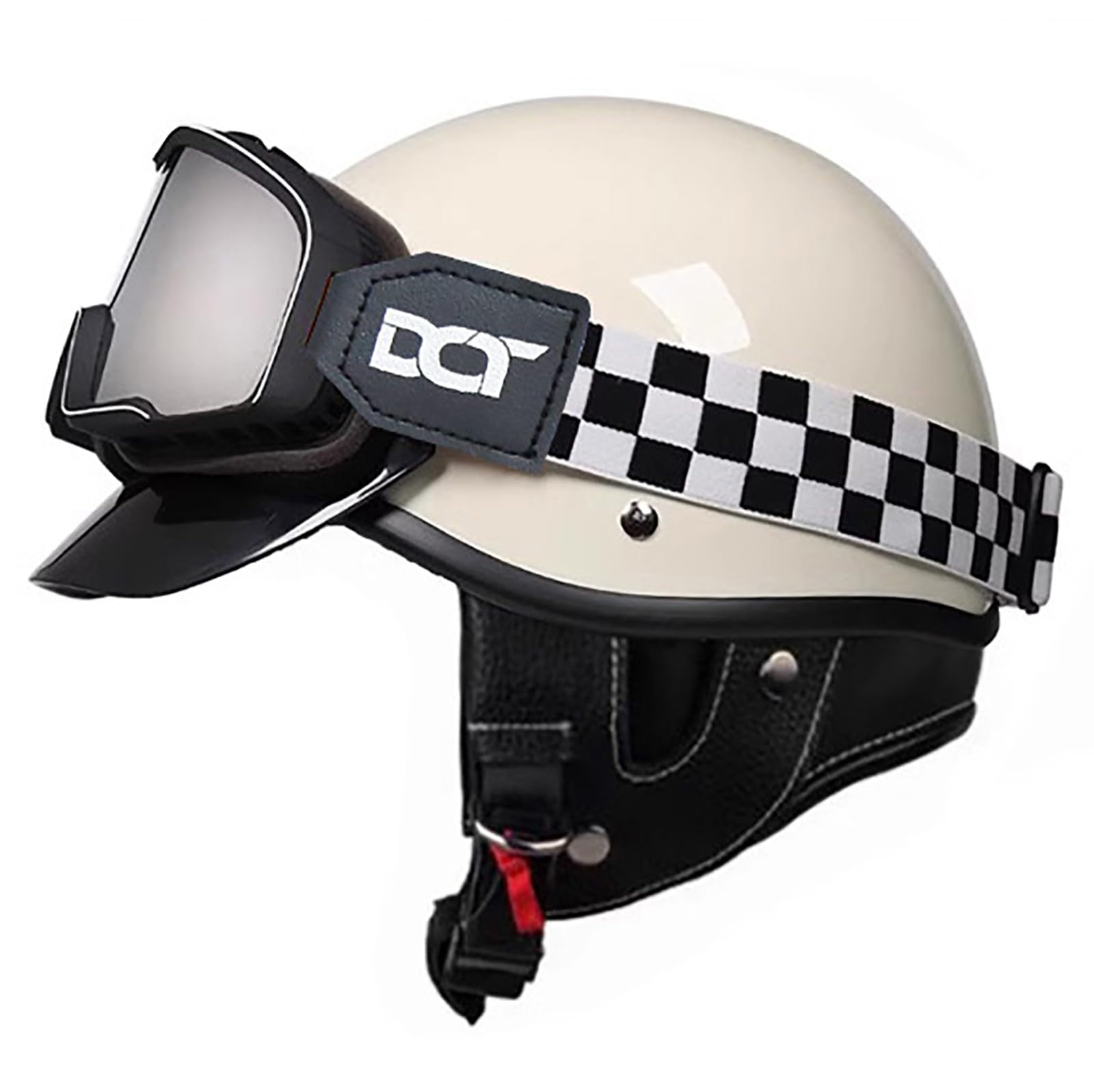 3/4-Motorradhelme Mit Offenem Gesicht Für Erwachsene ECE-Zugelassener Retro-Vintage-Roller-Jet-Helm Leichter Und Atmungsaktiver Halbhelm Für Männer Und Frauen Mit Schnellschnalle C,XL von ZYMWBDGD