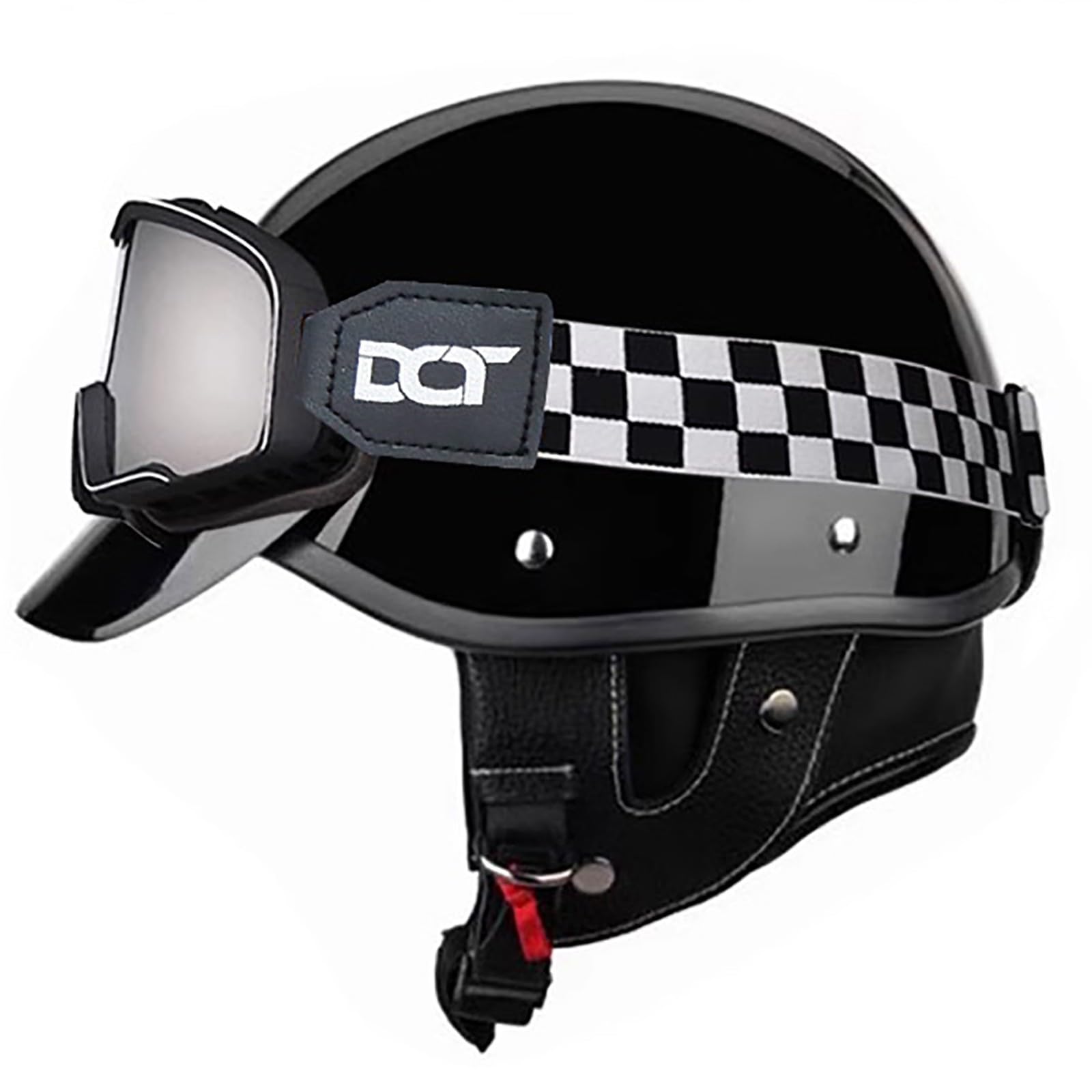 3/4-Motorradhelme Mit Offenem Gesicht Für Erwachsene ECE-Zugelassener Retro-Vintage-Roller-Jet-Helm Leichter Und Atmungsaktiver Halbhelm Für Männer Und Frauen Mit Schnellschnalle D,XL von ZYMWBDGD