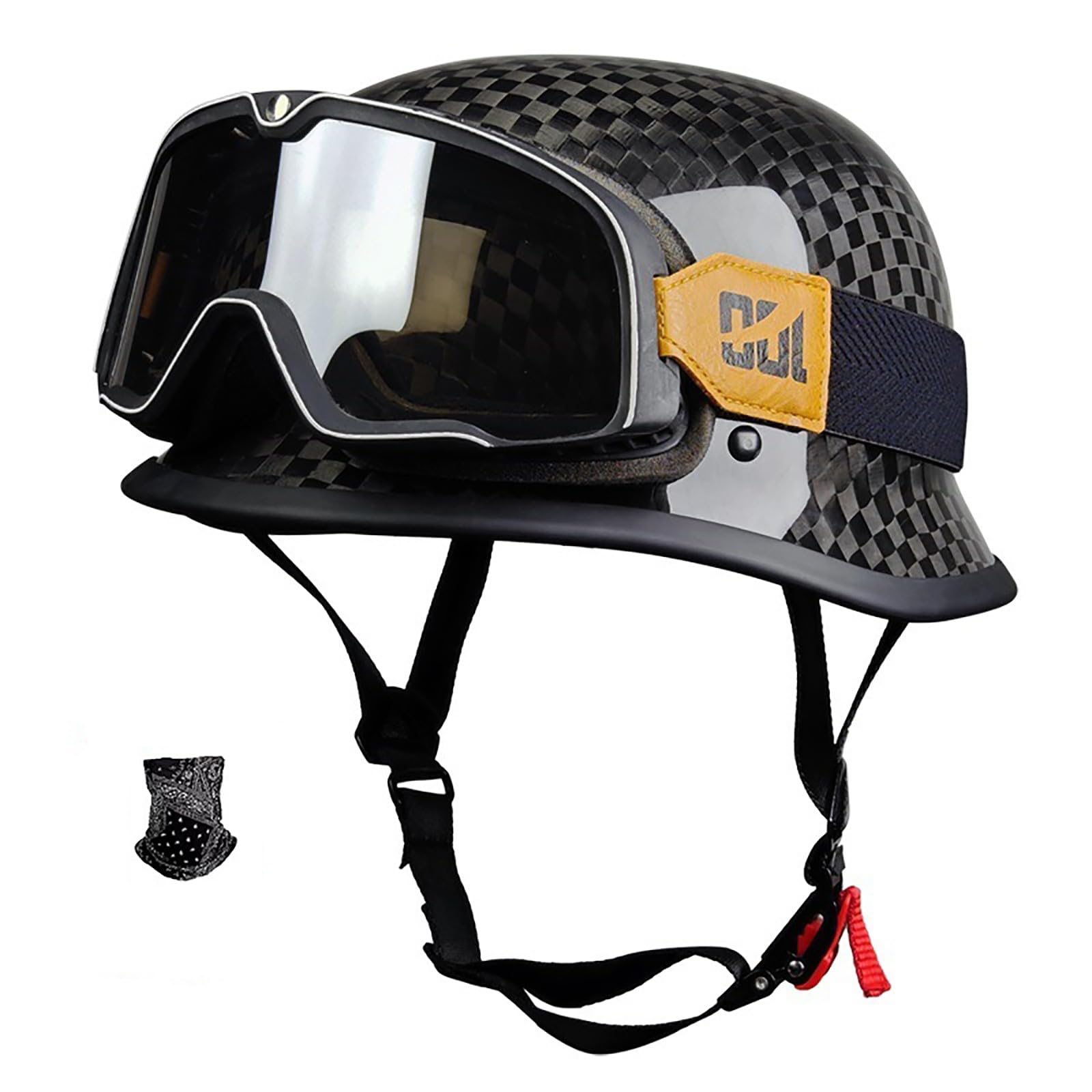 Carbonfaser-Helm, Motorrad-Halbhelm, Faser Mit Sonnenblende, ECE/DOT-Zugelassener Motorradhelm Für Damen Und Herren, Modischer Reithelm C,L von ZYMWBDGD