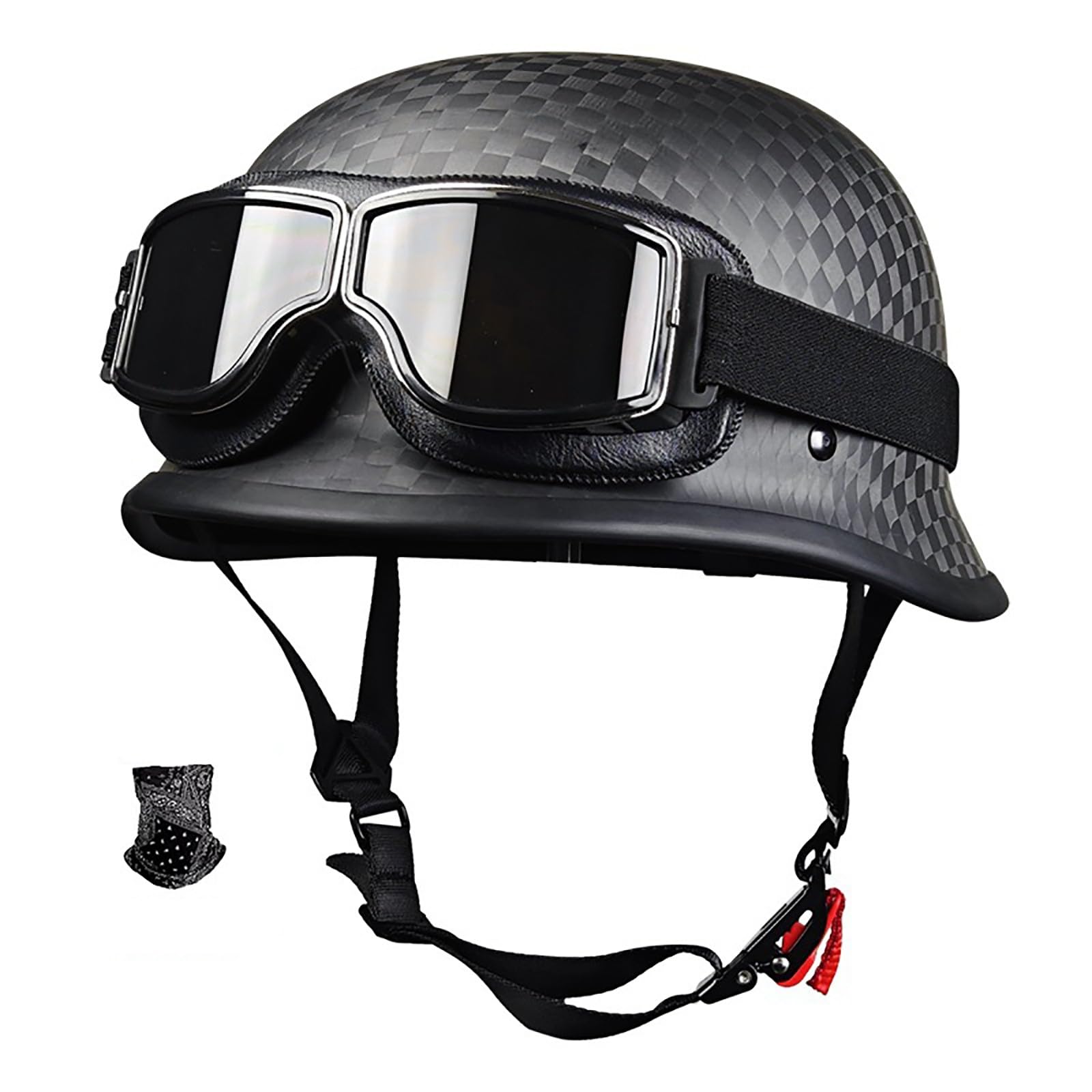 Carbonfaser-Helm, Motorrad-Halbhelm, Faser Mit Sonnenblende, ECE/DOT-Zugelassener Motorradhelm Für Damen Und Herren, Modischer Reithelm D,XL von ZYMWBDGD