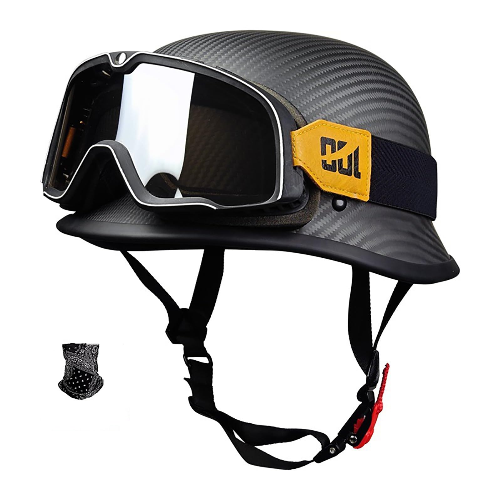 Carbonfaser-Helm, Motorrad-Halbhelm, Faser Mit Sonnenblende, ECE/DOT-Zugelassener Motorradhelm Für Damen Und Herren, Modischer Reithelm E,L von ZYMWBDGD