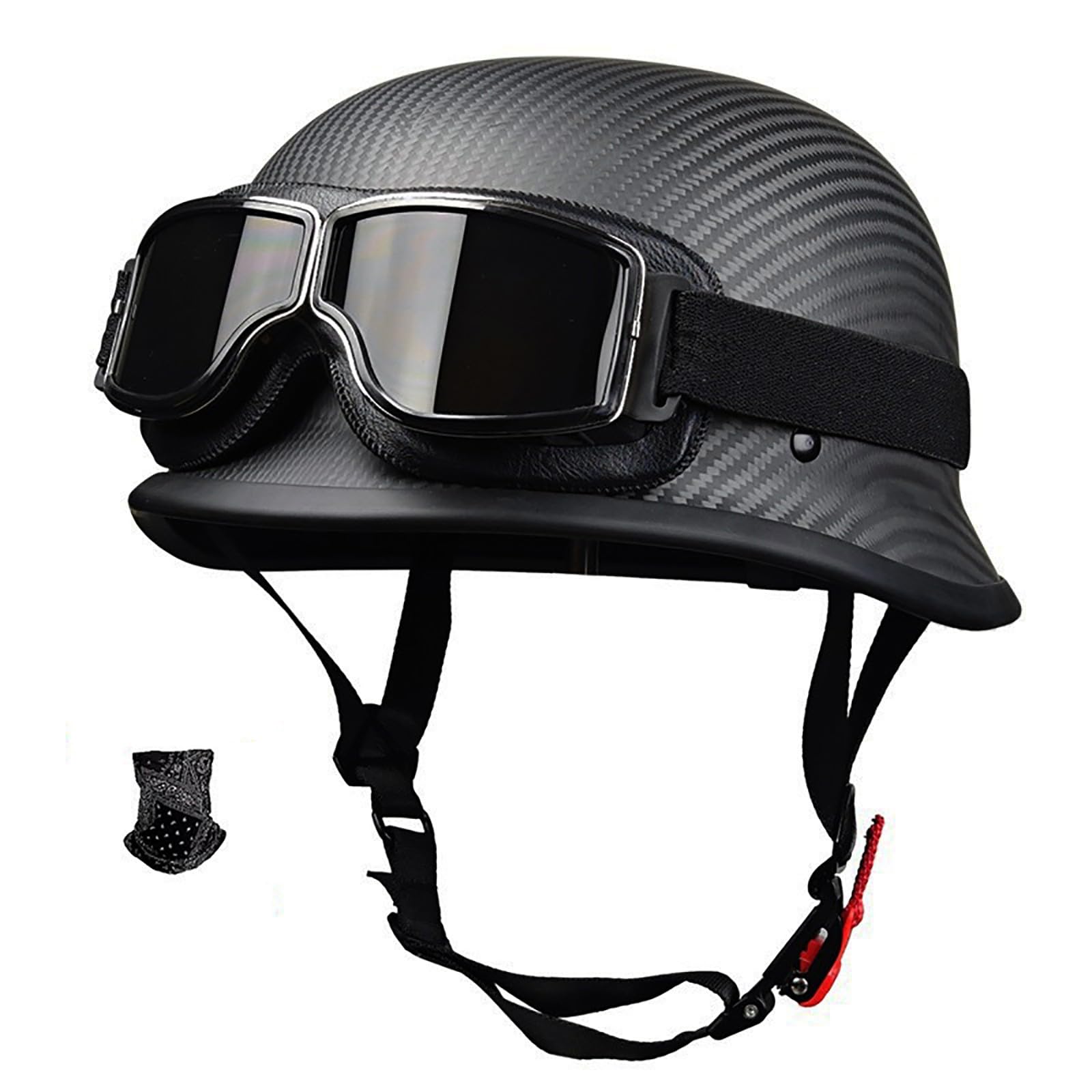 Carbonfaser-Helm, Motorrad-Halbhelm, Faser Mit Sonnenblende, ECE/DOT-Zugelassener Motorradhelm Für Damen Und Herren, Modischer Reithelm F,XL von ZYMWBDGD