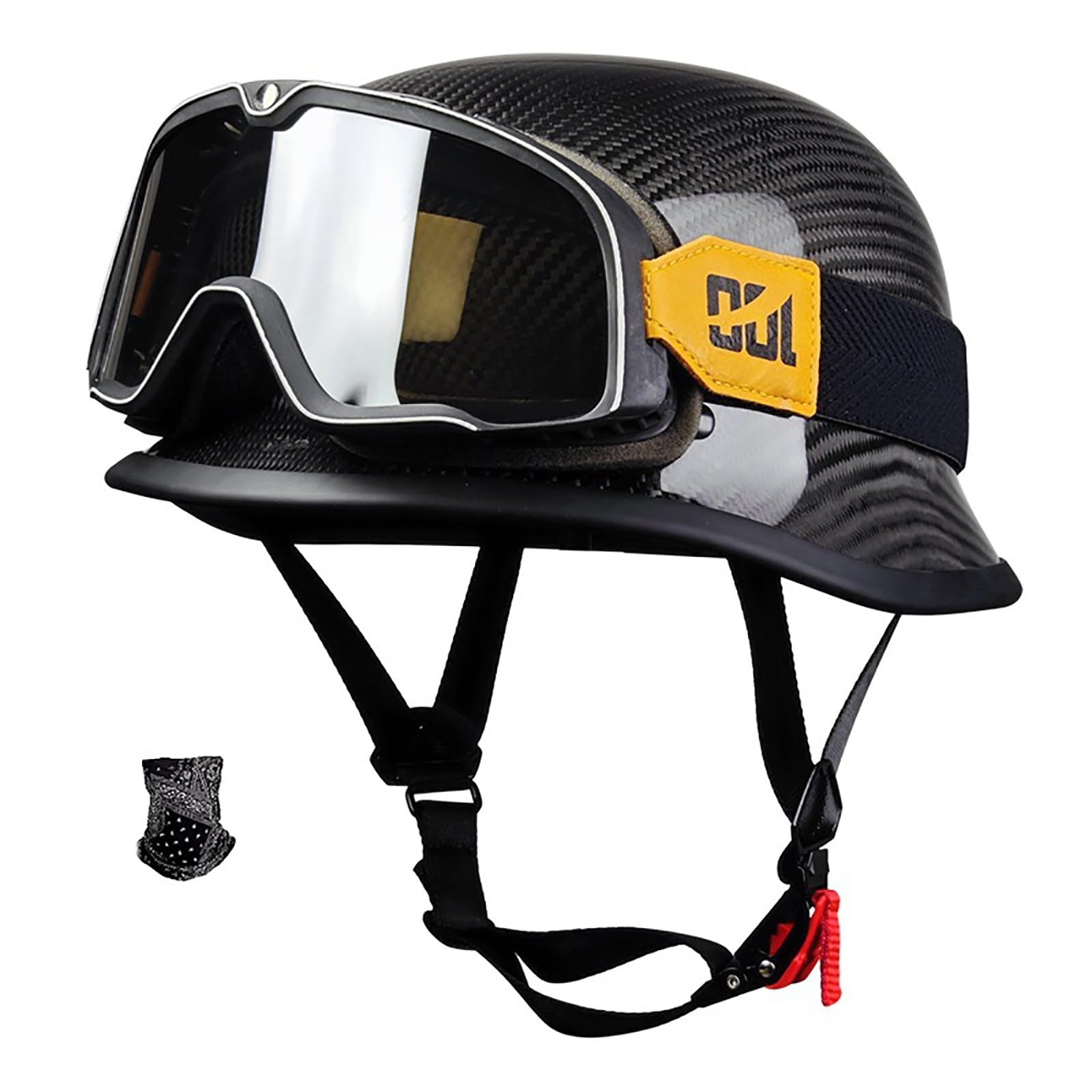 Carbonfaser-Helm, Motorrad-Halbhelm, Faser Mit Sonnenblende, ECE/DOT-Zugelassener Motorradhelm Für Damen Und Herren, Modischer Reithelm I,XL von ZYMWBDGD