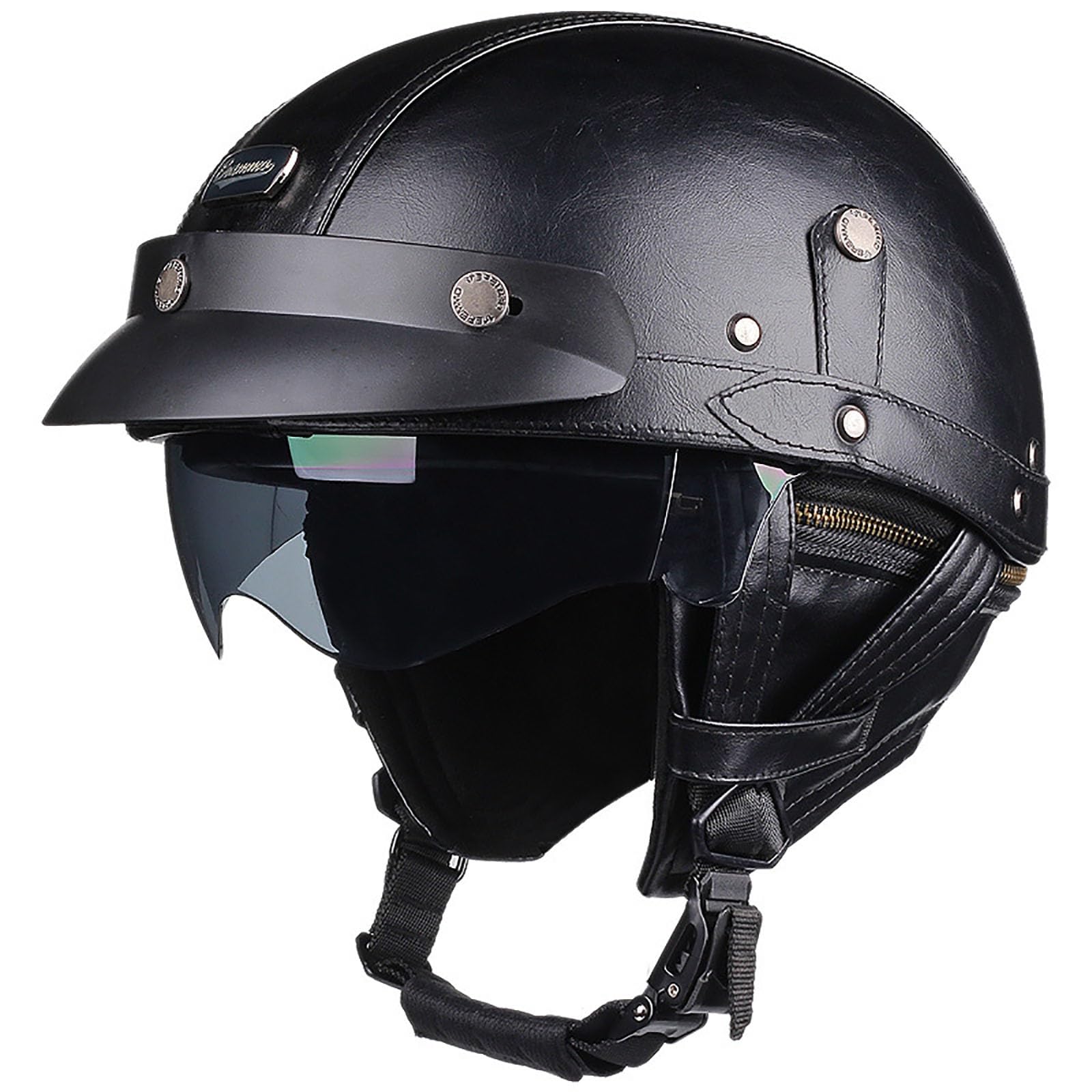 Halbhelm-Helme Halbüberzogener Motorradhelm, offener Helm, ECE-zugelassener Retro-Motorradhelm aus dem Zweiten Weltkrieg C,M von ZYMWBDGD