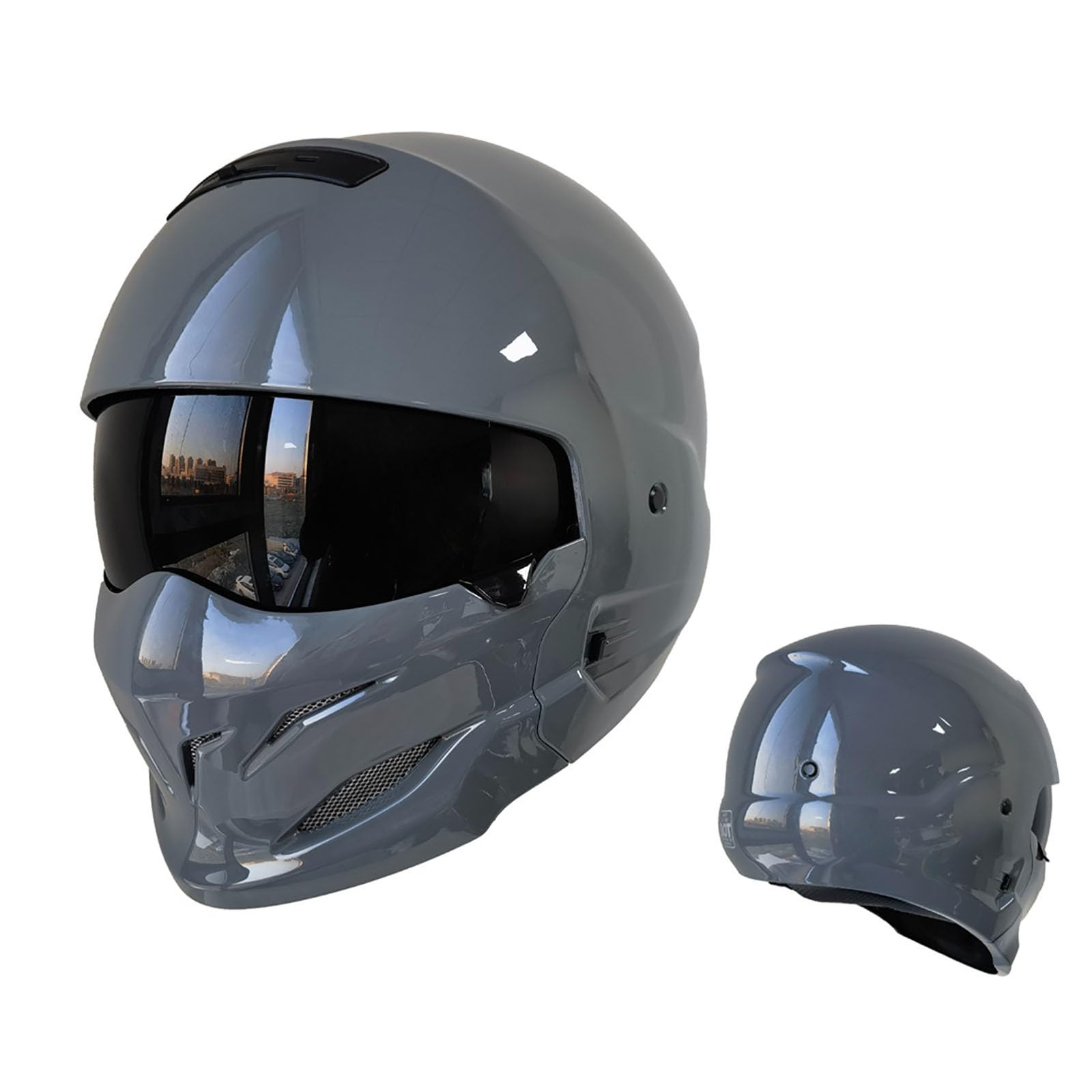 Integral-Motorradhelme, Retro-Motorradhelme, Jet- Und Semi-Jet-Helme Mit Visier, ECE-Zugelassene Retro-Motorradhelme Für Erwachsene, Männer Und Frauen, Roller A,L von ZYMWBDGD