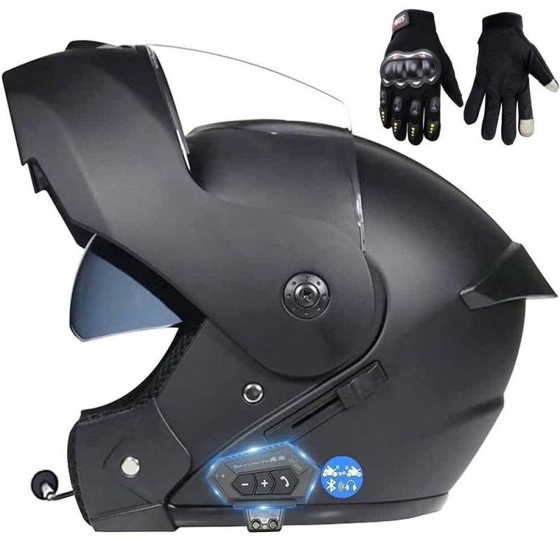 Integrierter Bluetooth-Motorradhelm, Modularer Integral-Motorradhelm, ECE-Zertifizierung. Integral-Motorradhelme Mit Doppelvisier, Integriertes Lautsprechermikrofon L,M von ZYMWBDGD