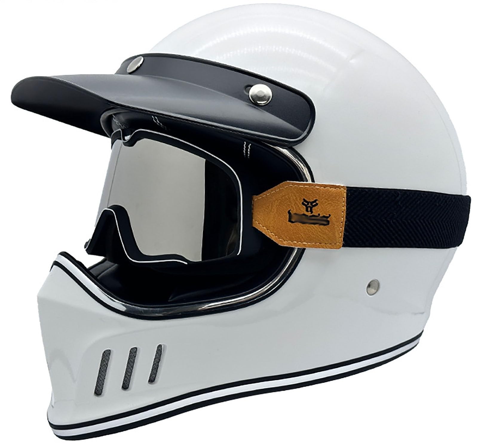 Motorradhelm Integral-Motorradhelm Integral-Motorradhelm Retro-Motorradhelm Für Erwachsene, ECE-Zugelassener Helm Für Männer Und Frauen Vier-Jahreszeiten-Helm A,L von ZYMWBDGD