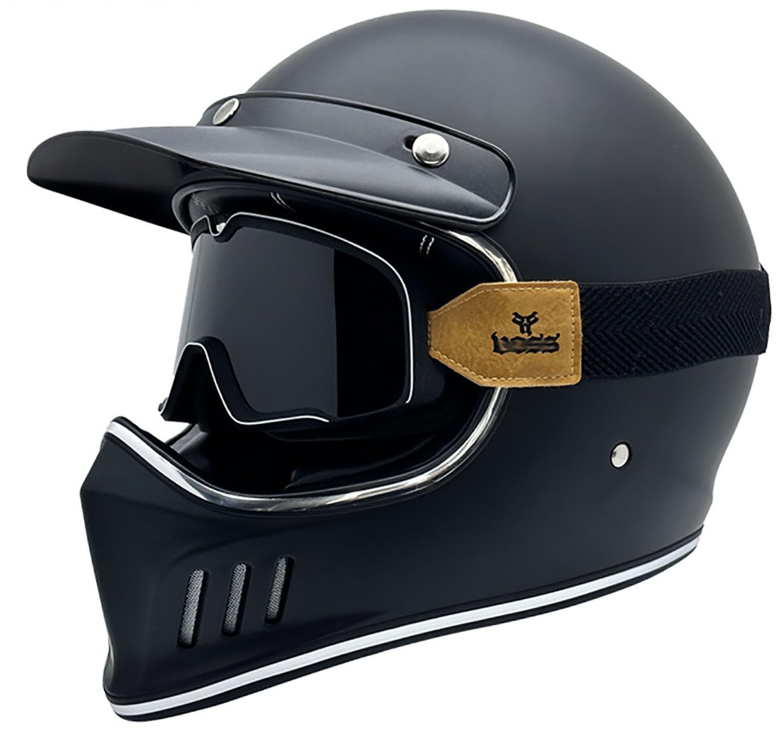 Motorradhelm Integral-Motorradhelm Integral-Motorradhelm Retro-Motorradhelm Für Erwachsene, ECE-Zugelassener Helm Für Männer Und Frauen Vier-Jahreszeiten-Helm B,L von ZYMWBDGD