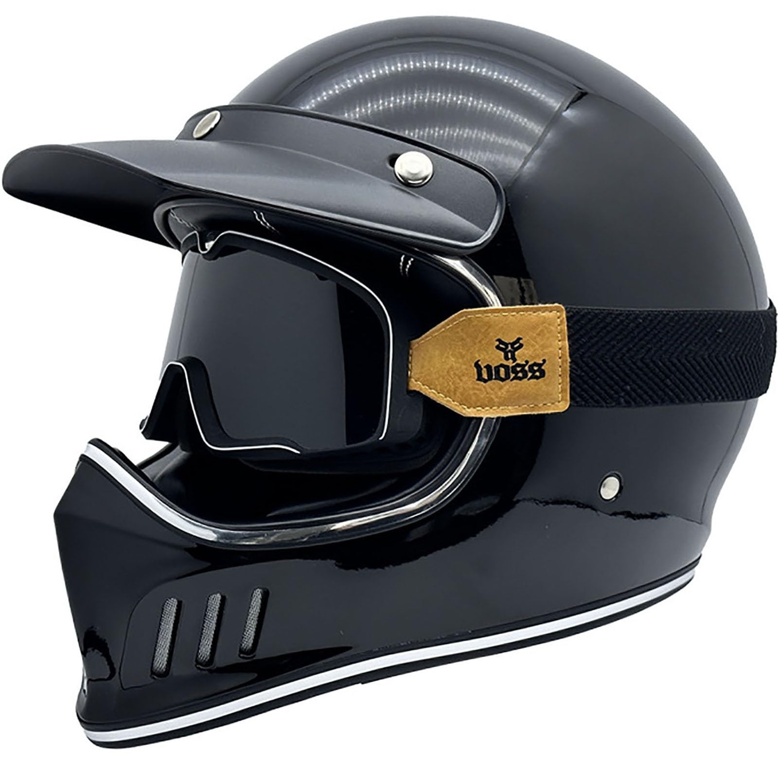 Motorradhelm Integral-Motorradhelm Integral-Motorradhelm Retro-Motorradhelm Für Erwachsene, ECE-Zugelassener Helm Für Männer Und Frauen Vier-Jahreszeiten-Helm C,L von ZYMWBDGD