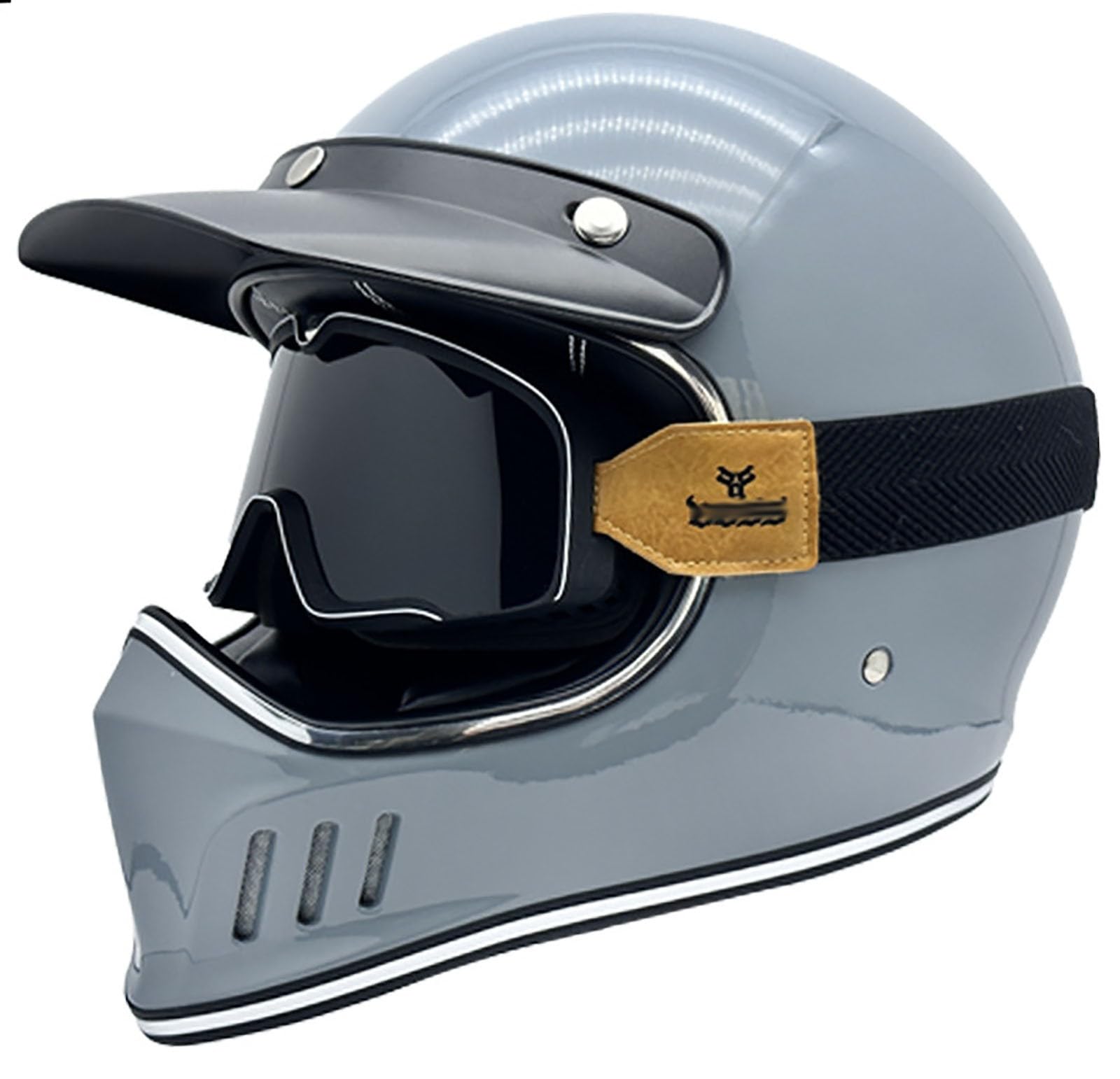 Motorradhelm Integral-Motorradhelm Integral-Motorradhelm Retro-Motorradhelm Für Erwachsene, ECE-Zugelassener Helm Für Männer Und Frauen Vier-Jahreszeiten-Helm D,L von ZYMWBDGD