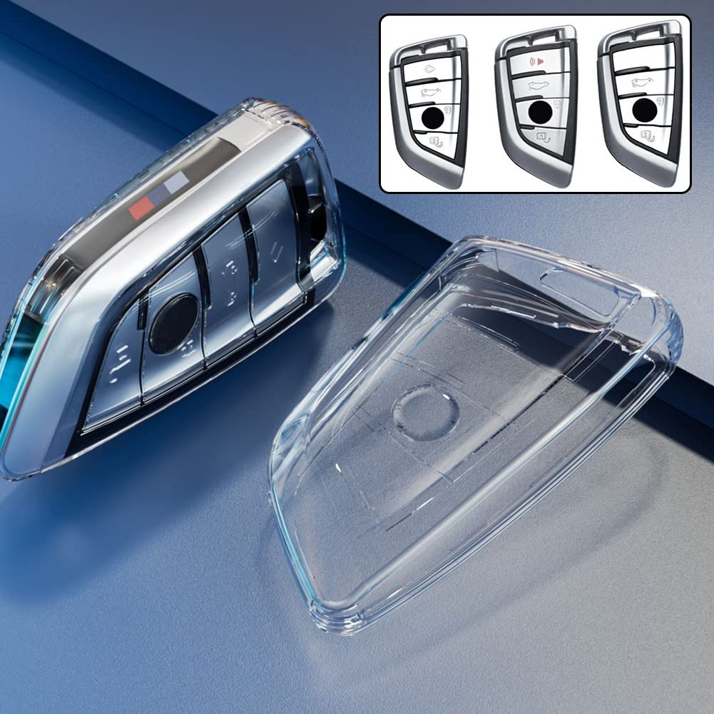 ZYNCUE Auto-Fernbedienung, Schlüsselanhänger, Schlüsselgehäuse, Ersatz – TPU Transparent Autoschlüssel-Hülle, Halterung für F20 G20 G30 für X1 G05 X6 X7, transparent von ZYNCUE