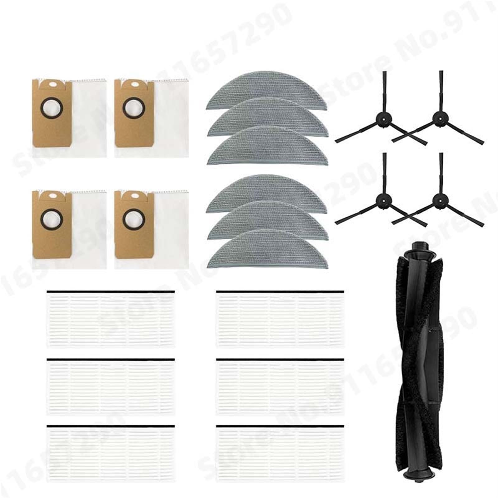 Staubsauger-Mülleimer-Box Haupt-/Seitenbürste, HEPA-Filter, Wischtuch, Staubbehälter, Staubbeutel, for Xiaomi, Lydsto R1/R1A/R1 Pro/S1 Roboter-Staubsaugerteile(Black Set 6) von ZYQRXJ