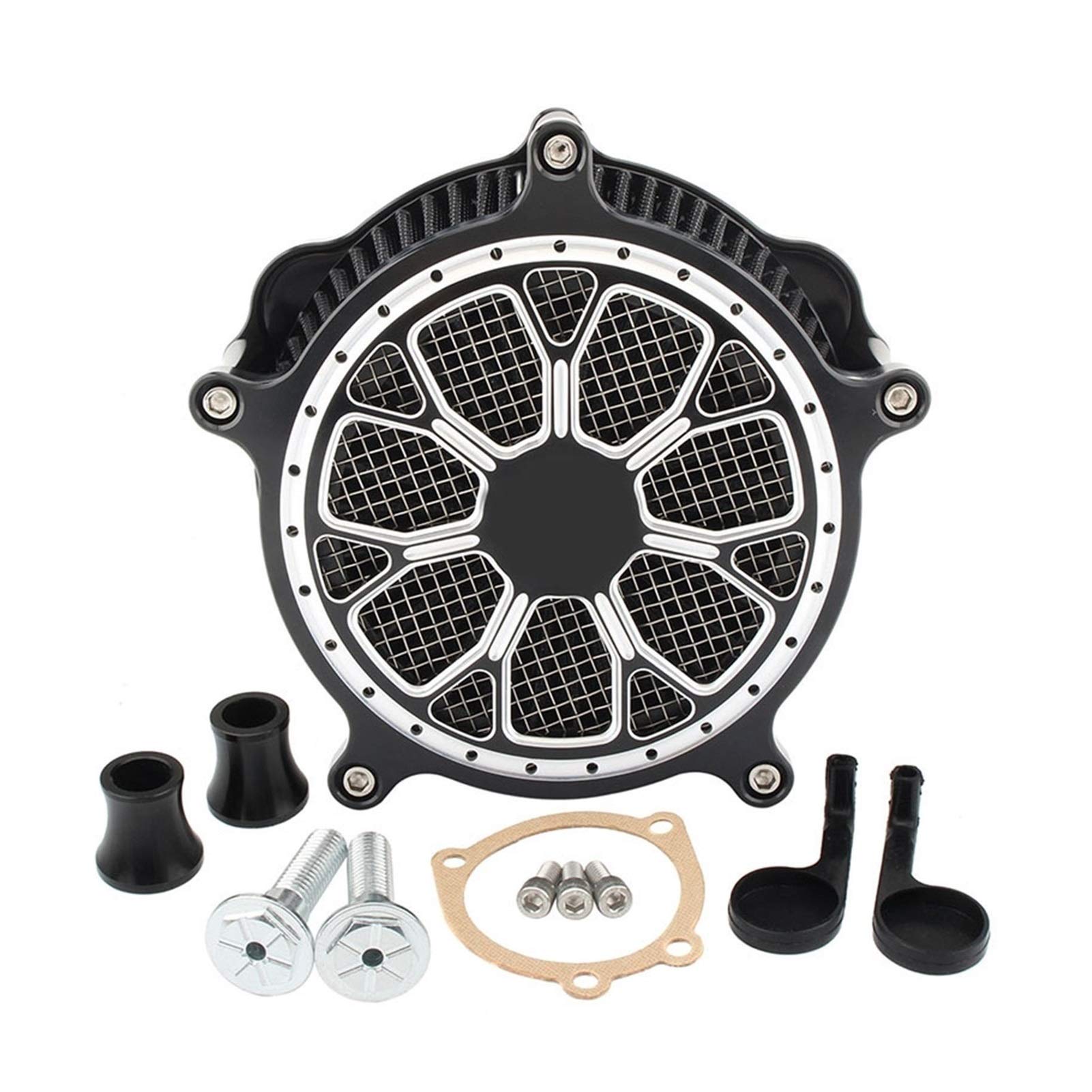 ZYQRXJ Luftfilter Motorrad Luftreiniger Ansaugsystem Aluminium, for Harley, Sportster Iron 883 XL883 XL1200 48 72 1991-2019 Lufteinlass für Motorräder(Black core filter) von ZYQRXJ