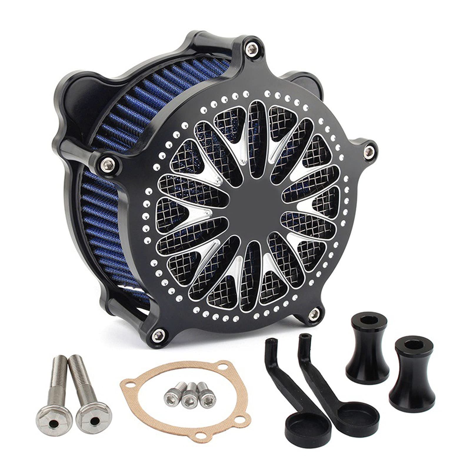 ZYQRXJ Turbine Spike Luftfilter Motorrad Ansaugfilter, for Harley, Dyna FXR 1993-2017 Street Bob Wide Glide Road King Softail Lufteinlass für Motorräder(E) von ZYQRXJ