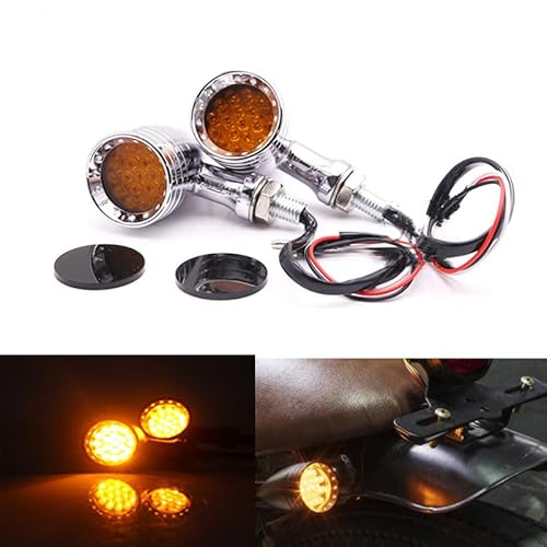 ZYTC Universal 2pcs LED Motorrad Blinker Licht Kugel Stil Kompatibel für Harley Ya-maha K-awasaki Retro Turn Light 12V Galvanisierung Gelb Licht (Silber) von ZYTC