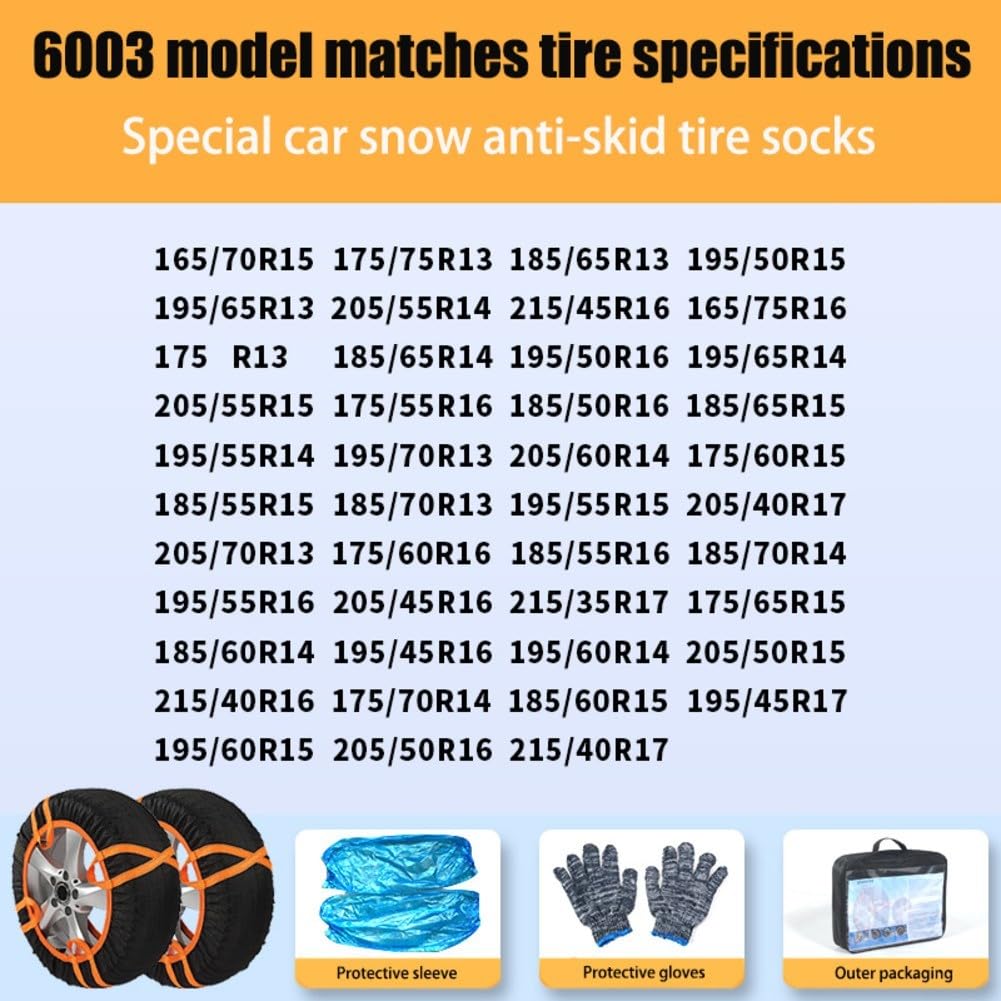 6003 Schneeketten-Set, leicht und tragbar, für die Sicherheit im Winter, 2 Stück von ZYWUOY