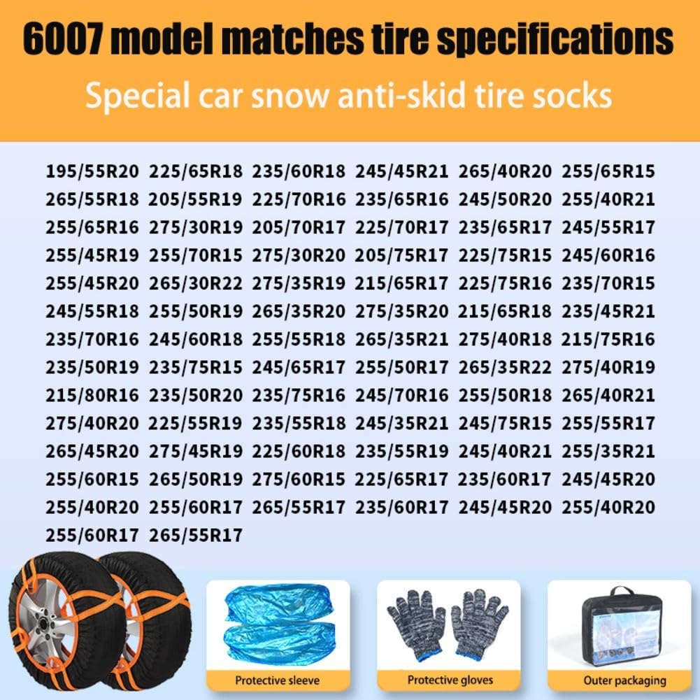 6007 Schneeketten-Set, leicht und tragbar, für die Sicherheit im Winter, 2 Stück von ZYWUOY