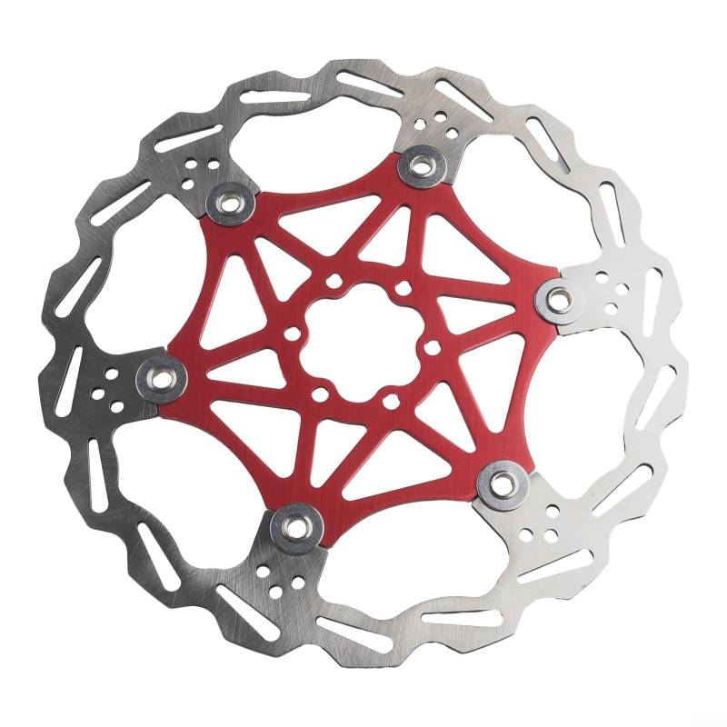 Fahrrad-Rotor aus Aluminiumlegierung, schwimmende Scheibenbremse, 6 Bolzen, 160/180/203 mm, kratzfreies Design (rot, 180 mm) von ZYWUOY