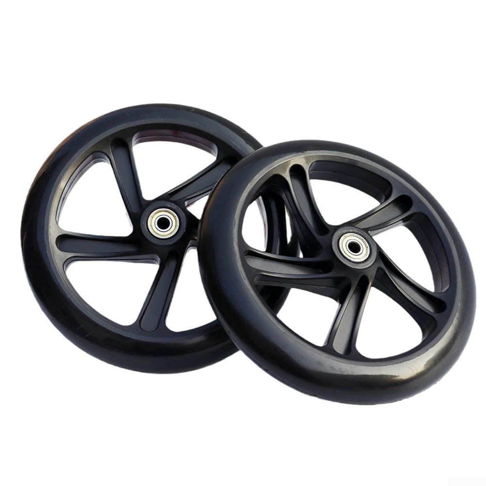 Scooter-Rad, hochelastische PU-Räder, leise, mit Hochgeschwindigkeits-Kugellagern, für Rollschuhe, Wagen, Trolley, verbesserte Griffigkeit (125 mm x 24 mm, schwarz), 2 Stück von ZYWUOY