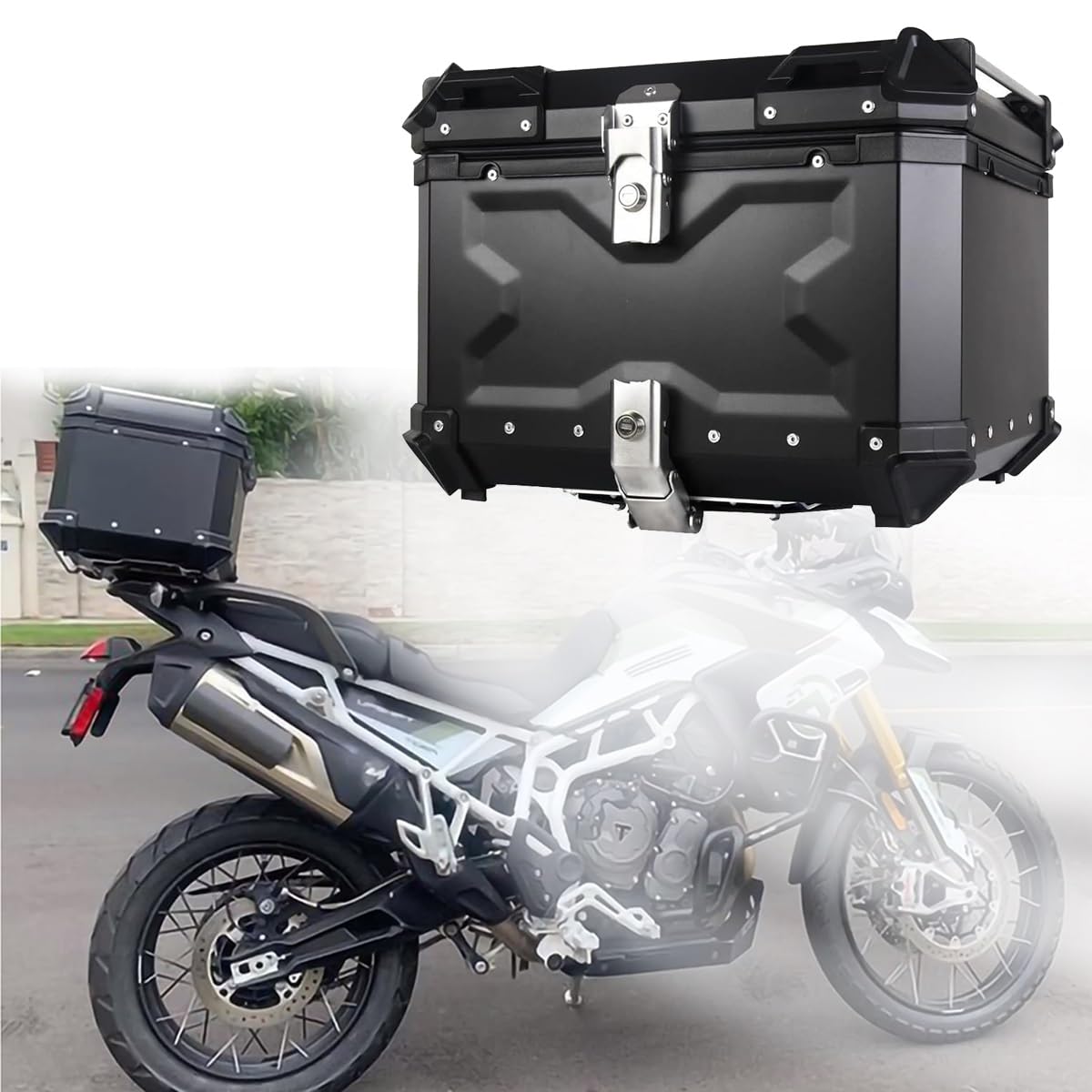 Motorradkoffer 45L 55L 65L 80L 100L Roller Koffer Helmkoffer Topcase Für Roller Aluminium Motorrad Heckbox Mit Sicherheitsschloss, Für Roller, Mofa, Quad(Schwarz,28L) von ZYXWLC