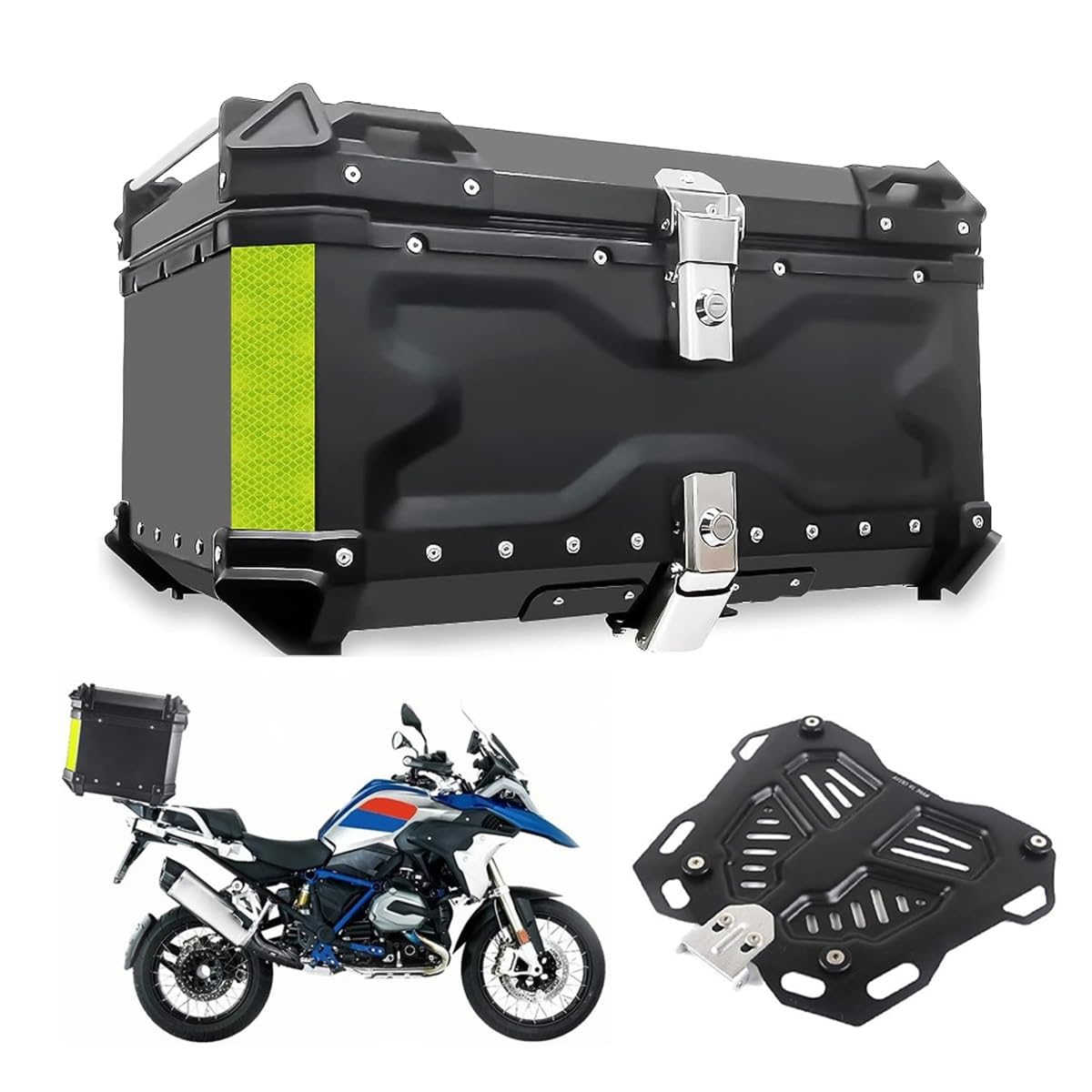 Topcase Motorradkoffer 28L 36L 45L 55L 65L 80L 100L Roller Koffer Wasserdicht Top Case Mit Sicherheitsschloss, Universal Aluminium Motorrad Heckbox Helmkoffer Aufbewahrungsbox Kofferraum(Schwarz,28L) von ZYXWLC