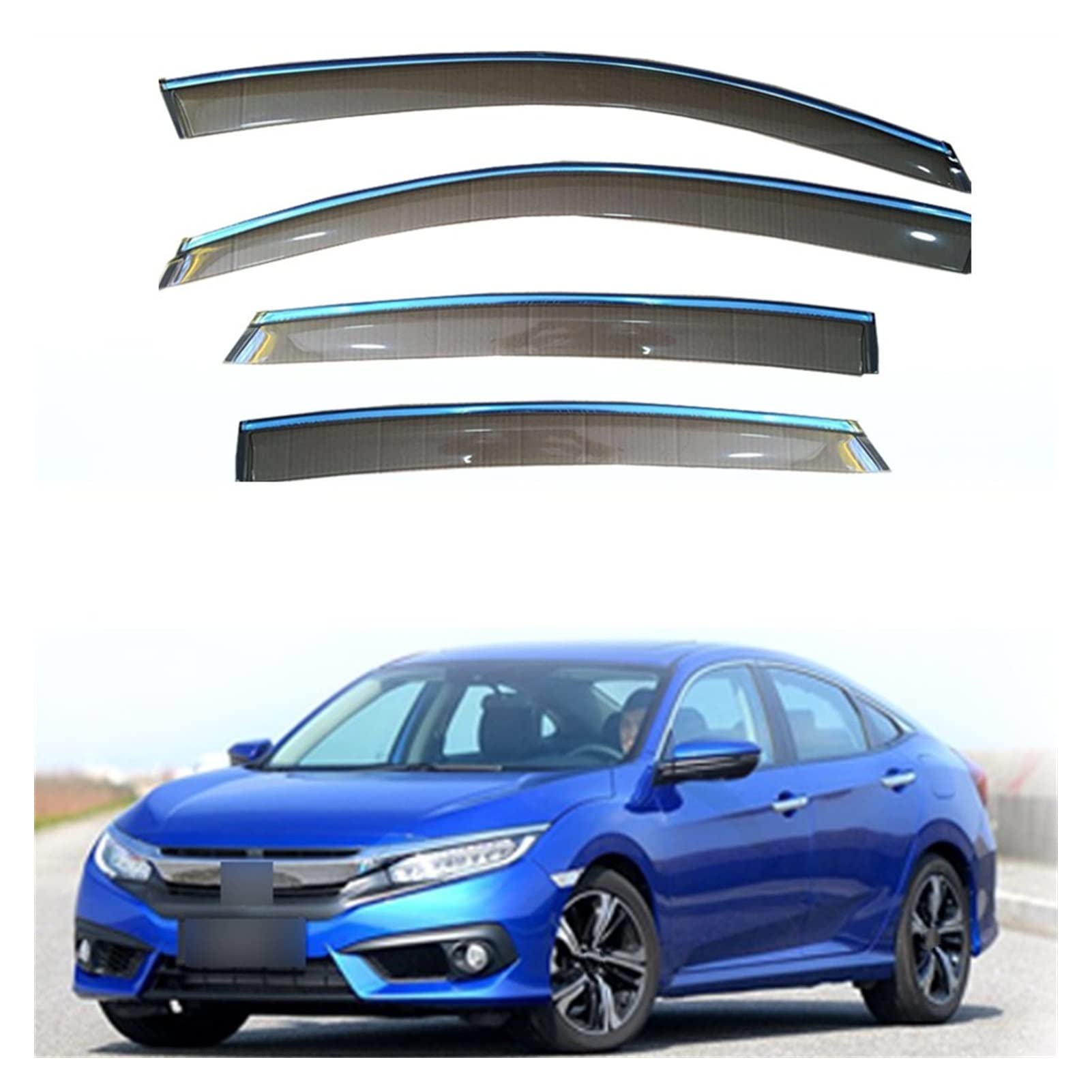 Visier Deflector Fensterregenvisier Für Honda Civic 2016 2017 2018 Windabweiser Seitenfenster Regenabweiser von ZYZCW