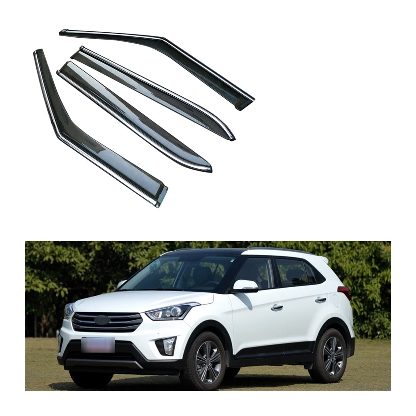 Visier Deflector Fensterregenvisier Für Hyundai IX25/Creta 2014 2015 2016 2017 2018 Windabweiser Seitenfenster Regenabweiser von ZYZCW