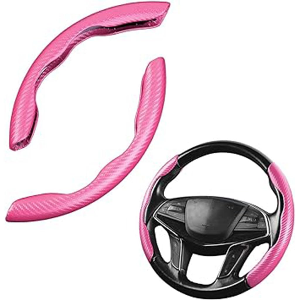 2pcs Kohlefaser Lenkrad Abdeckung für Opel Corsa F Corsa-e MJ22 Corsa Edition 2019-2022,Segmented Lenkradschutz Lenkrad Abdeckung Anti-Rutsch Comfortable Lenkrad Booster Zubehör,A-Pink von ZZRSXZSR