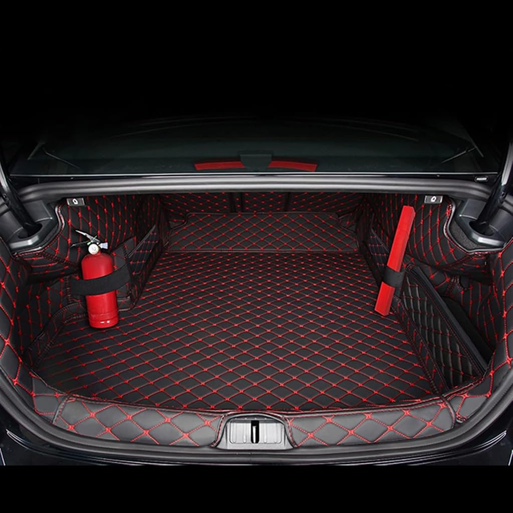 Auto Kofferraumwanne Kofferraummatte für Benz C Class(4door) 2007-2014,Trunk Mat Boot Mats VollstäNdige Einkreisung Schutzmatten ZubehöR, Black Red von ZZRSXZSR