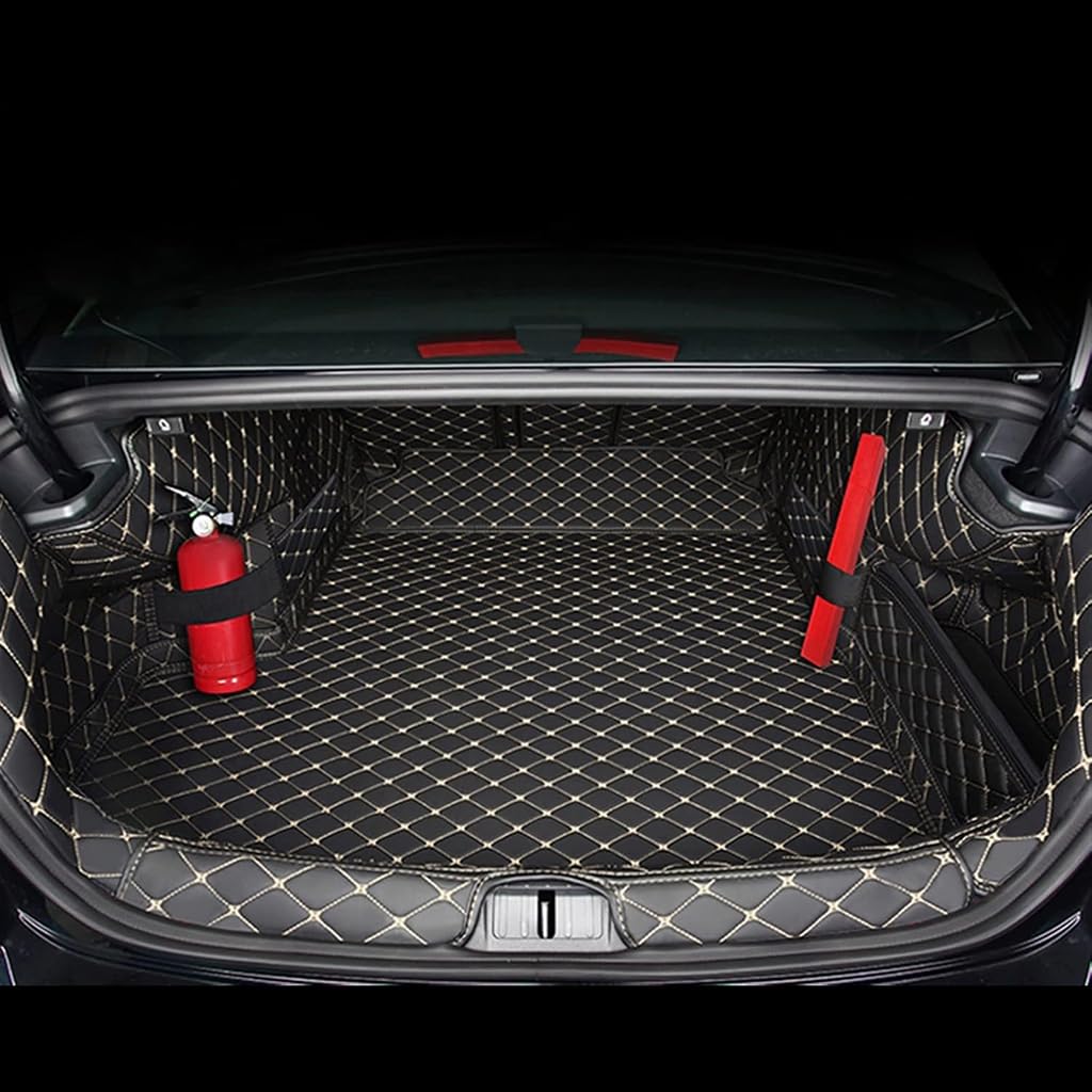 Auto Kofferraumwanne Kofferraummatte für Toyota Vios 2014-2023,Trunk Mat Boot Mats VollstäNdige Einkreisung Schutzmatten ZubehöR,Black Beige von ZZRSXZSR