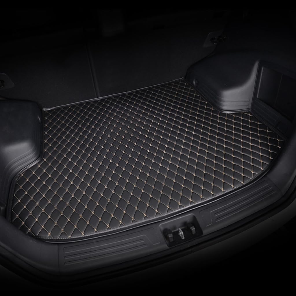 Auto Leder Kofferraummatten für Audi Q7 7 Seats 2020-2023,wasserdichte Schmutzabweisende Fußmatten Antirutsch Kofferraum Mats,Black Beige von ZZRSXZSR