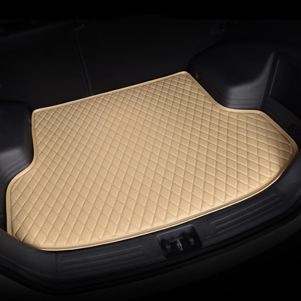 Auto Leder Kofferraummatten für Toyota Prius 2013-2016,wasserdichte Schmutzabweisende Fußmatten Antirutsch Kofferraum Mats,Beige von ZZRSXZSR