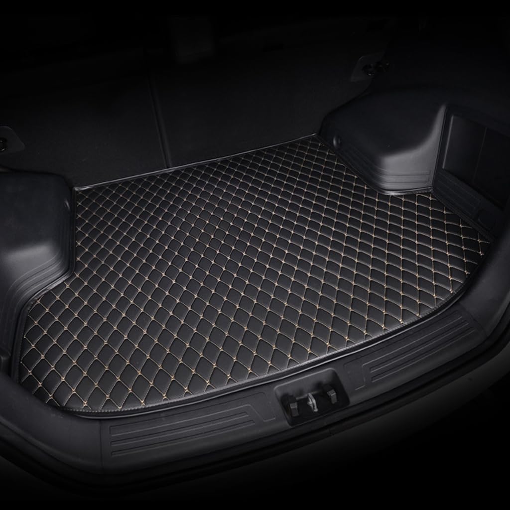 Auto Leder Kofferraummatten für VW Lavida 2014-2017,wasserdichte Schmutzabweisende Fußmatten Antirutsch Kofferraum Mats,Black Beige von ZZRSXZSR