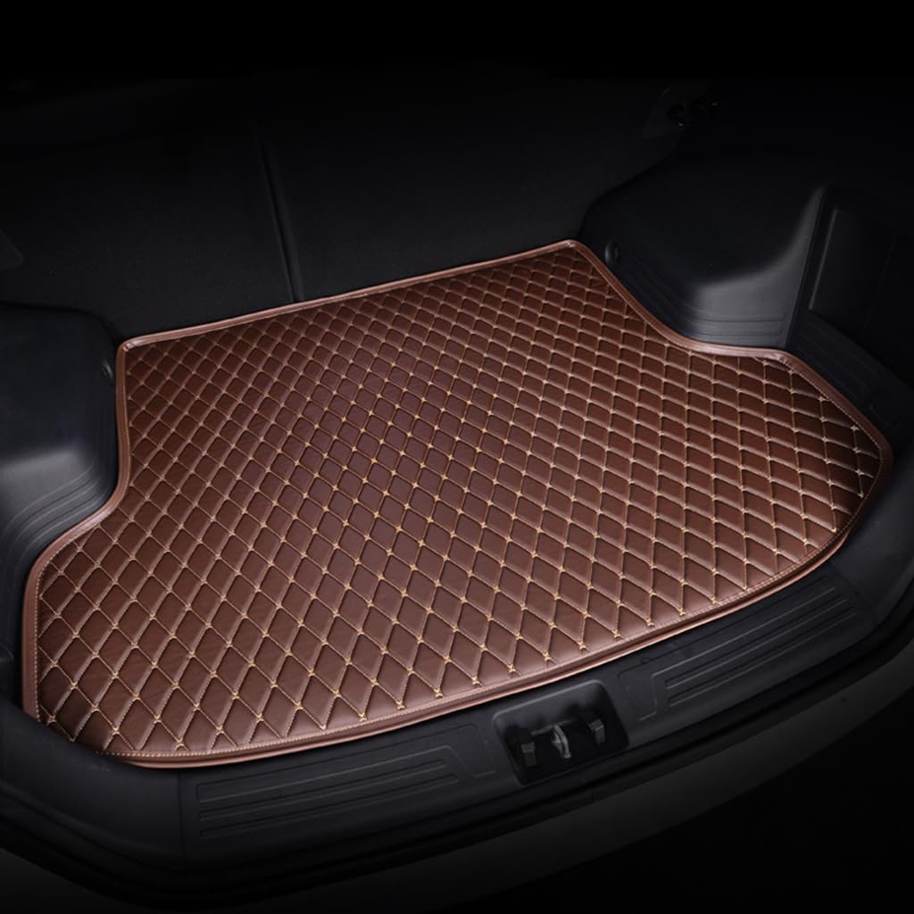 Auto Leder Kofferraummatten für VW Touran 5seats 2006-2015,wasserdichte Schmutzabweisende Fußmatten Antirutsch Kofferraum Mats,Coffee von ZZRSXZSR