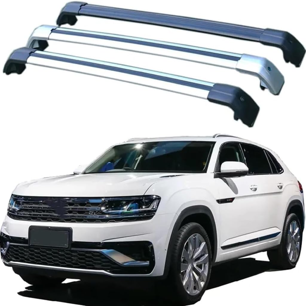 Dach Querstreben für Atlas Cross Sport/Teramont X,Auto Dachträger Querstreben Auto Schienen Rack Aluminium Anti-Rost Querträger Dach Gepäck Ersatzteile Set,Silber von ZZRSXZSR