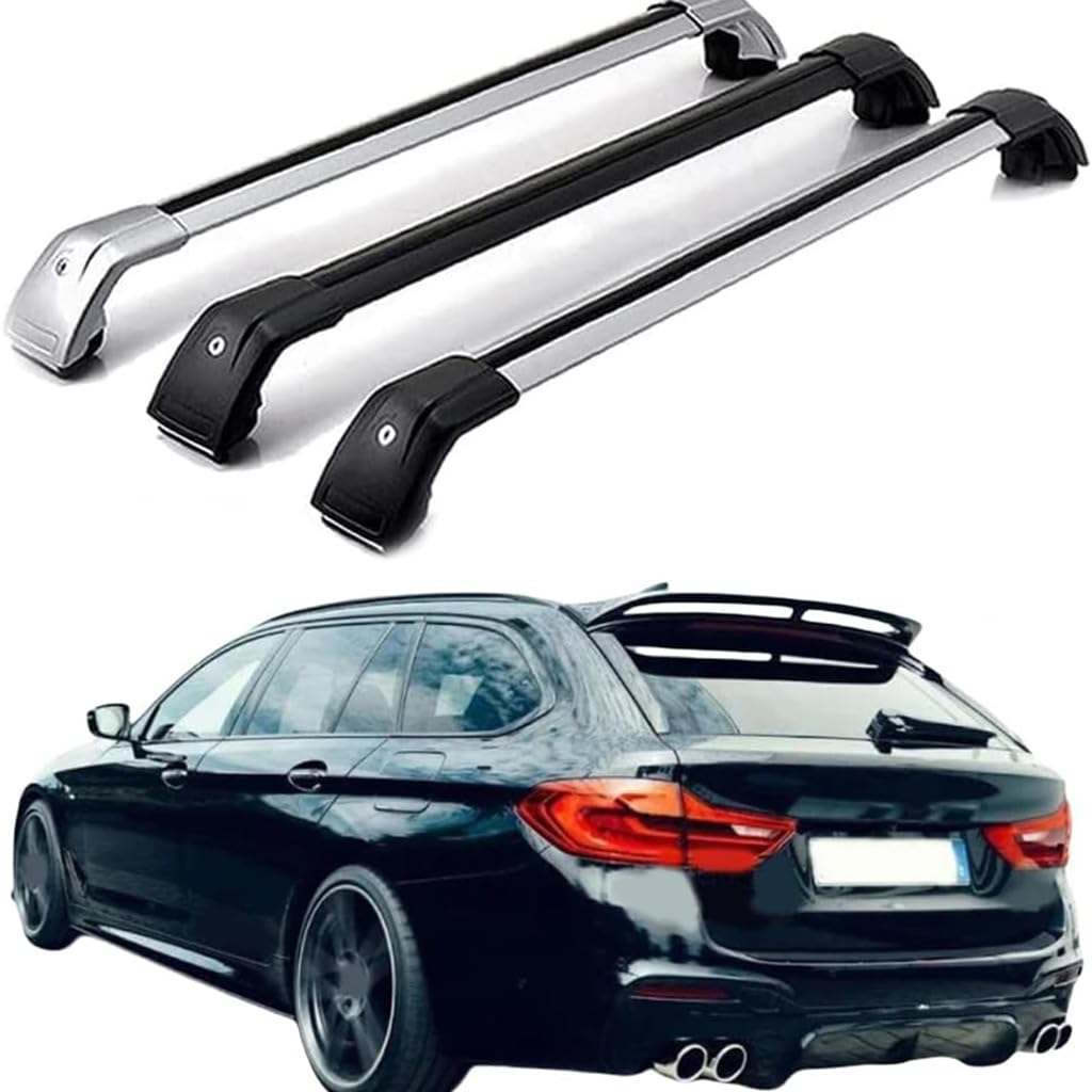 Dach Querstreben für B-MW 5-Serie Touring 5-dr G31 2017-2022,Auto Dachträger Querstreben Autoschienen Rack Aluminium Anti-Rost Querträger Dach Gepäck Ersatzteile Set,Silber von ZZRSXZSR