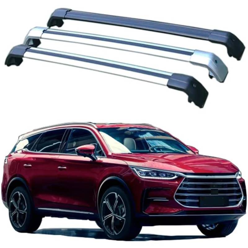 Dach Querstreben für BYD Zange 5 Durch SUV 2018-2023,Auto Dachträger Querstreben Auto Schienen Rack Aluminium Anti-Rost Querträger Dach Gepäck Ersatzteile Set,Silber von ZZRSXZSR