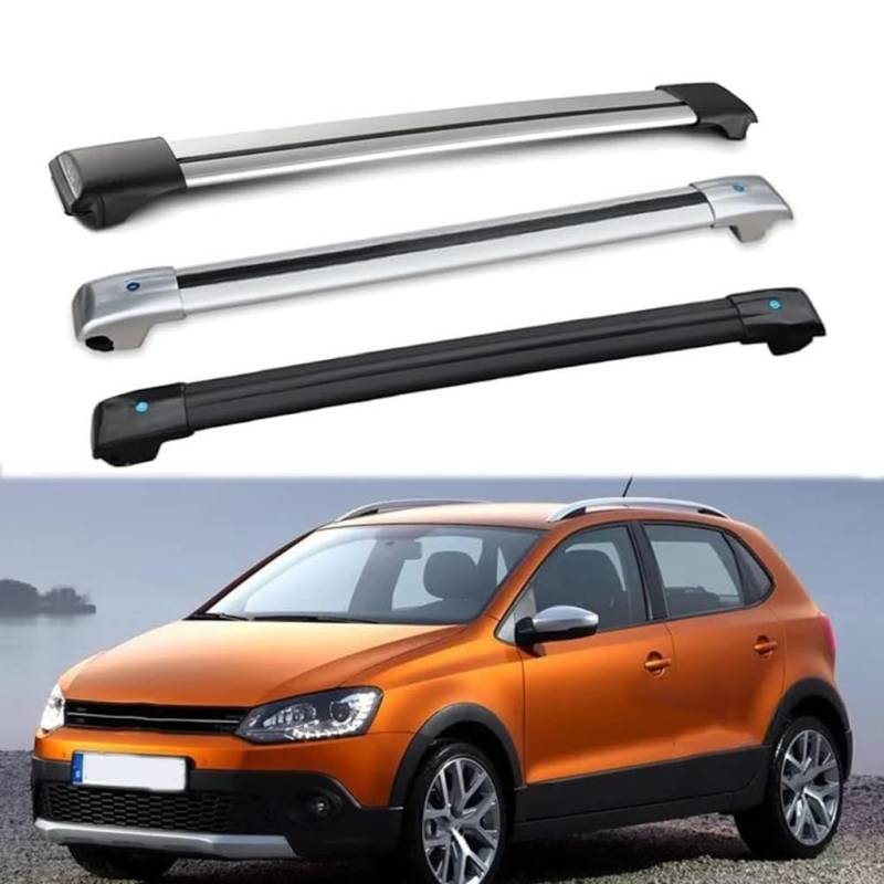 Dach Querstreben für Cross 2010+ Polo,Auto Dachträger Querstreben Auto Schienen Rack Aluminium Anti-Rost Querträger Dach Gepäck Ersatzteile Set,Schwarz von ZZRSXZSR