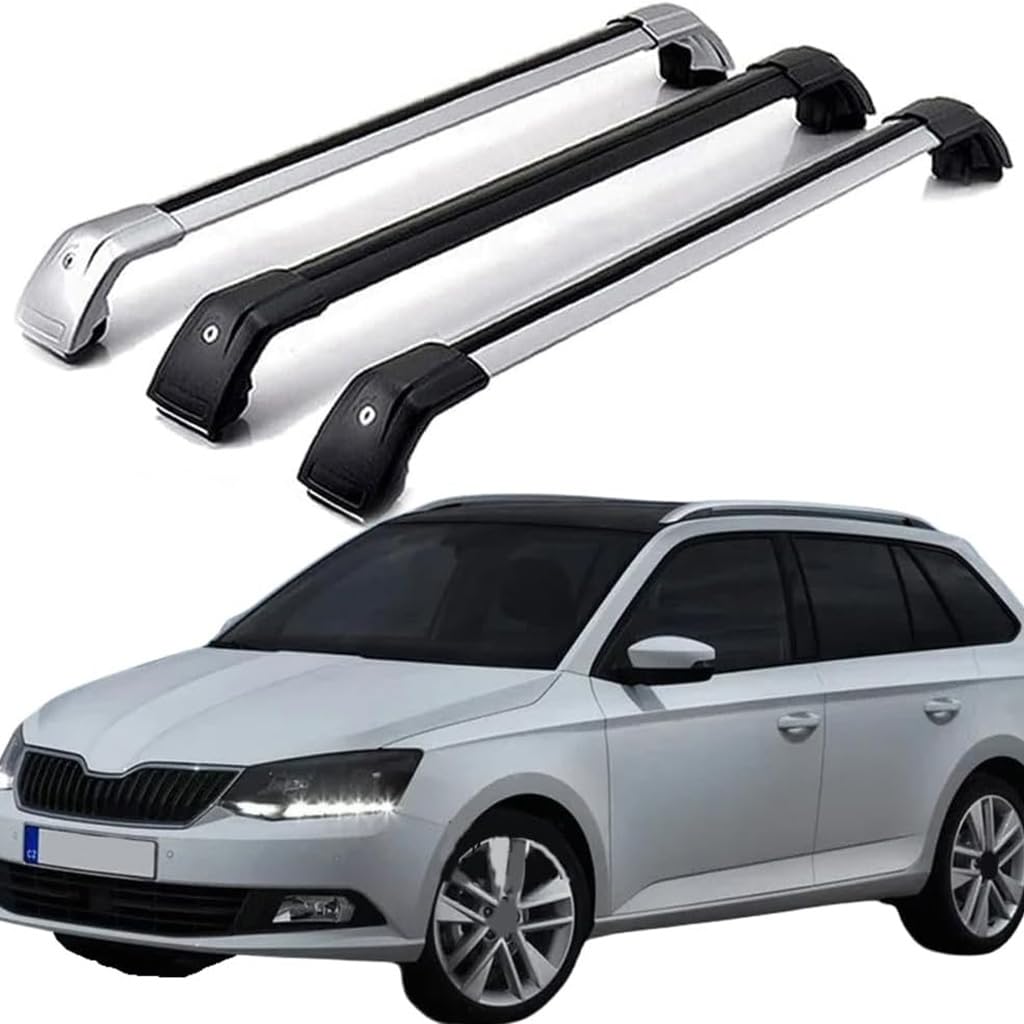 Dach Querstreben für Fabia 2015 +,Auto Dachträger Querstreben Auto Schienen Rack Aluminium Anti-Rost Querträger Dach Gepäck Ersatzteile Set,Schwarz von ZZRSXZSR