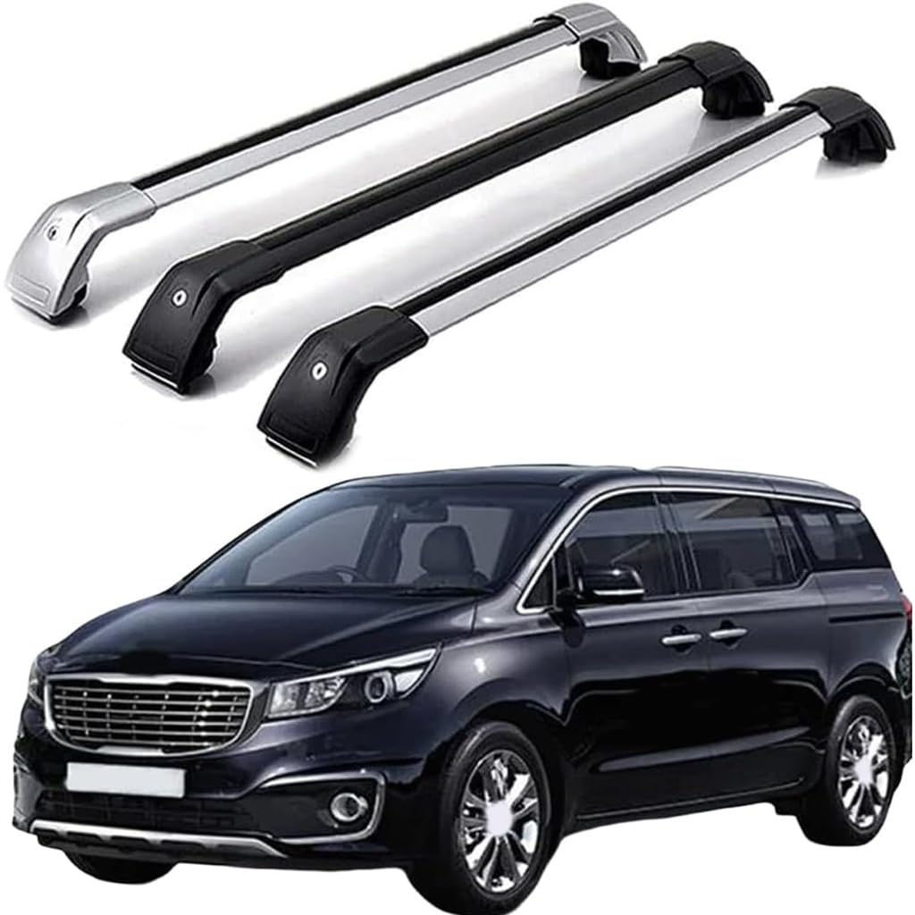 Dach Querstreben für KIA Karneval sedona YP MPV 2014-2020,Auto Dachträger Querstreben Auto Schienen Rack Aluminium Anti-Rost Querträger Dach Gepäck Ersatzteile Set,Silber-schwarz von ZZRSXZSR